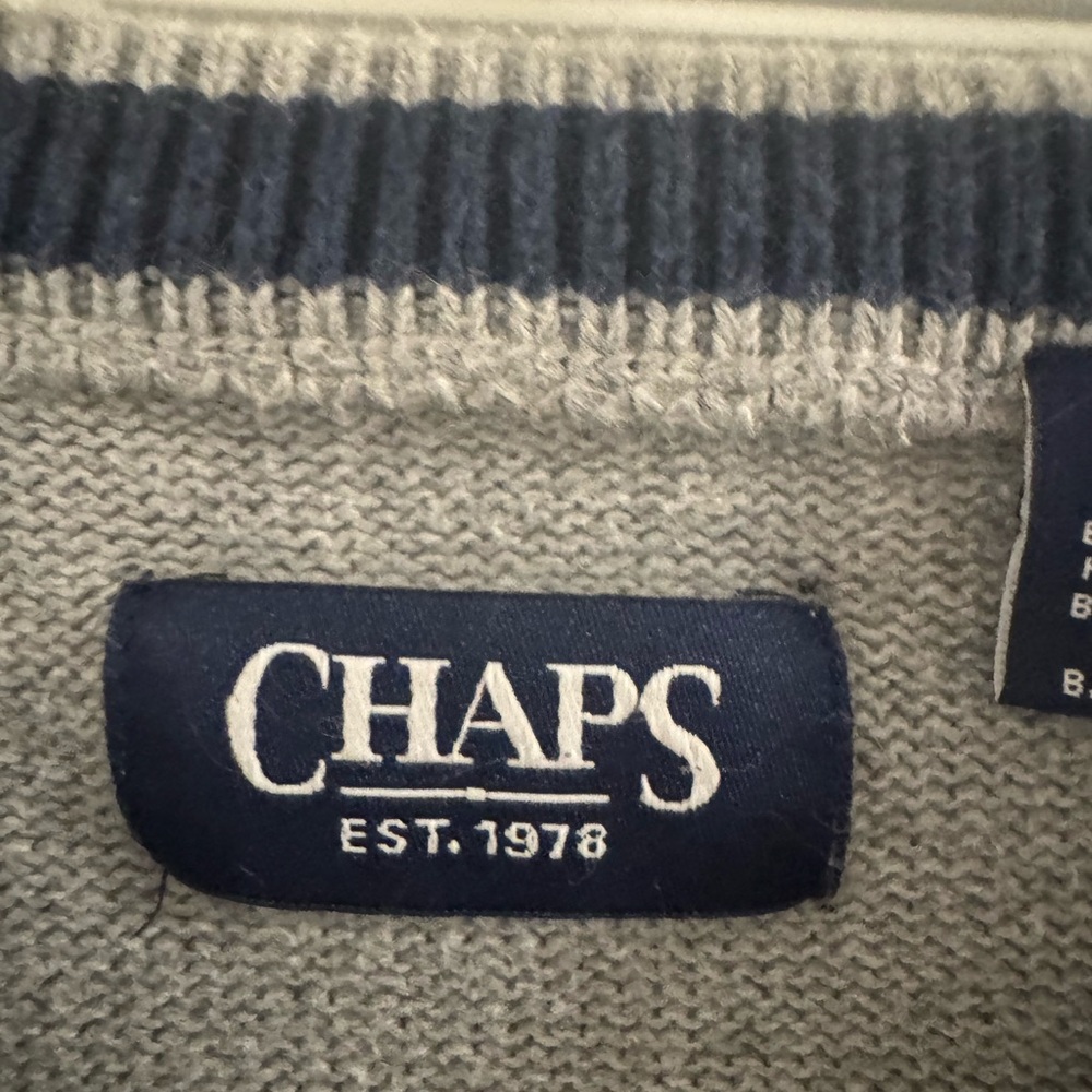 Chaps Vintage Americana Gray American Flag Sweater Size Large - Picture 3 of 7
